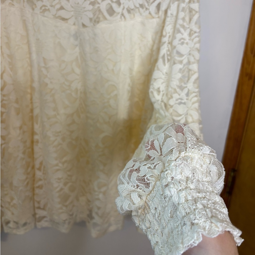 Torrid Ivory Romantic Mesh and Lace Victorian Feminine Top - Picture 8 of 9